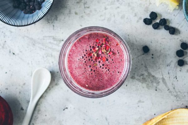 Beetroot smoothie with aronia berries