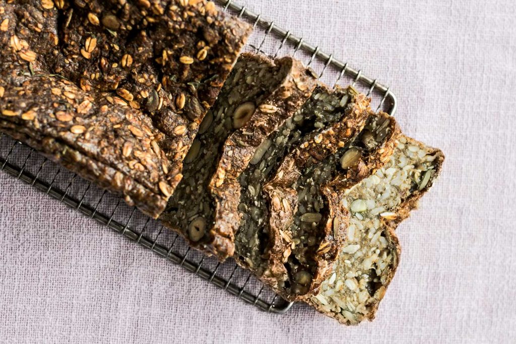 gluten free nut bread with hemp and chia