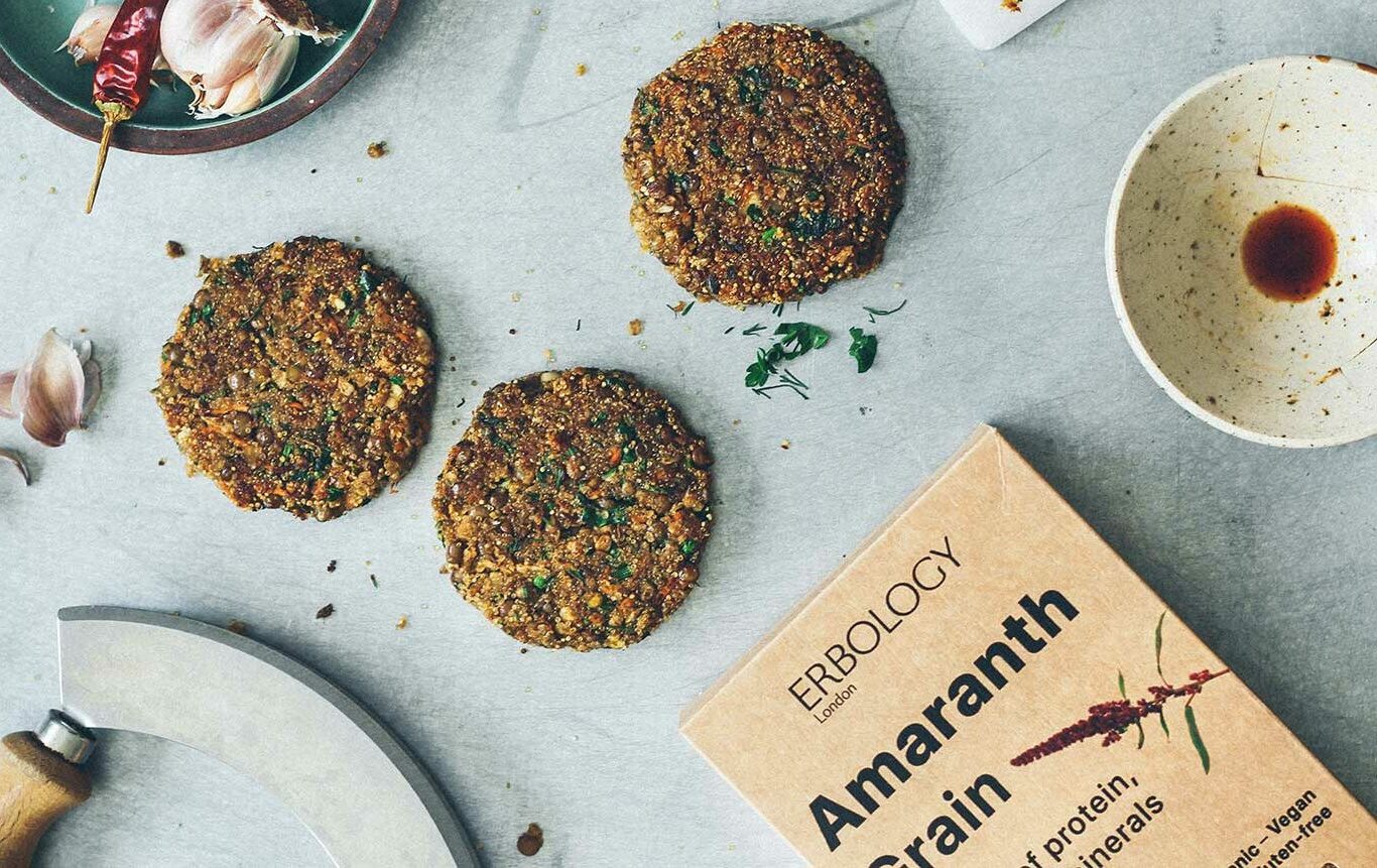 Amaranth and green lentil veggie burger recipe