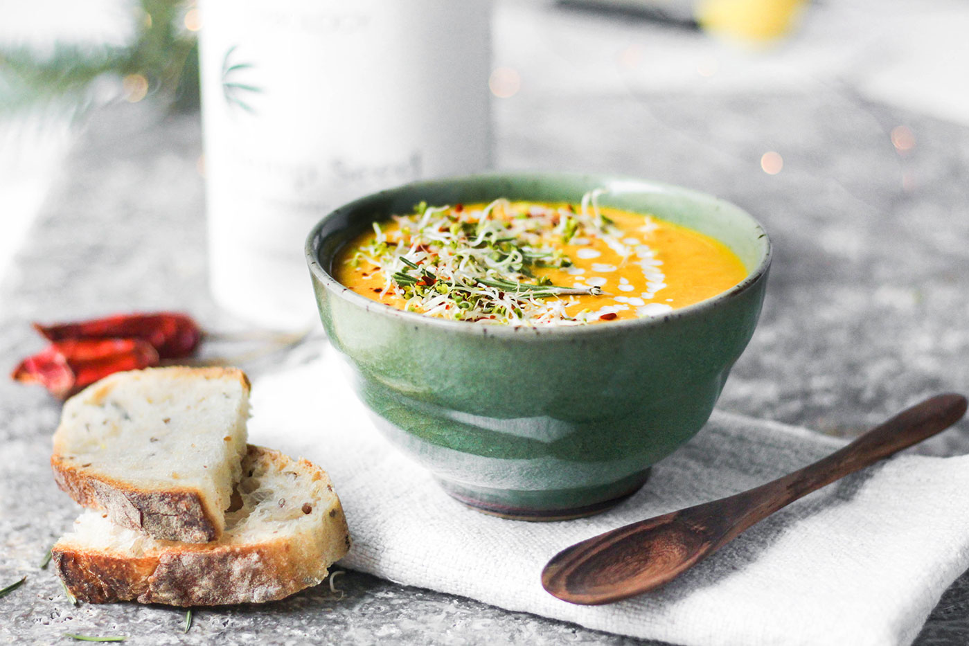 Spiced carrot bisque with hemp recipe
