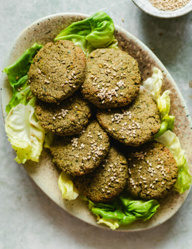 Baked falafel recipe with hemp seed protein powder