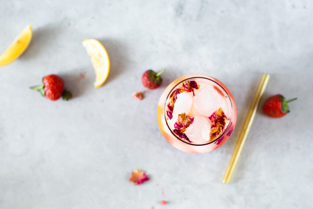 Strawberry rose water cocktail